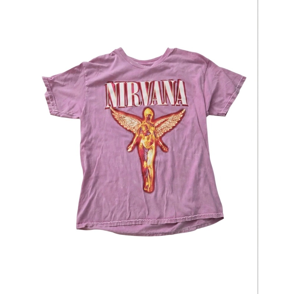 Nirvana In Utero Shirt Live 93 Tour Pink Mineral‎ Wash Graphic Tee Men's Large L